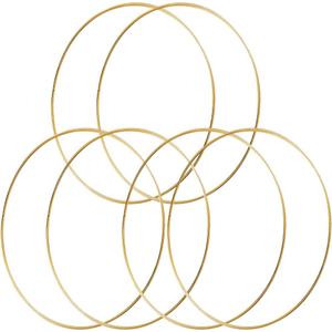 HOHIYA 6 Pcs 14 Inch Metal Floral Hoop Large Gold for Macrame Craft Wreath Rings Dream Catcher Wall Hanging 4mm Wire Taiwan Made