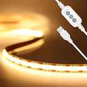 PAUTIX COB LED Strip Lights 5V USB Powered Dotless Super Bright Dimmable LED Lights 3000K Warm White 6.56ft TV Backlights,Flexible 3M Adhesive Under Cabinet Light for Bedroom,Kitchen,Shelf Lighting