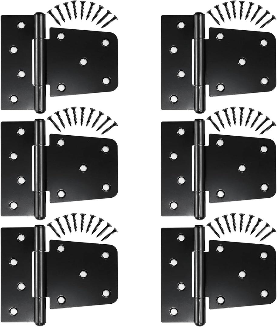 Heavy Duty Gate Hinges 6 Pack, Black Iron 3.5 Inch Door Hinges for Wood Shed Barn Door Fence Gate Swing Door (Screws Included)