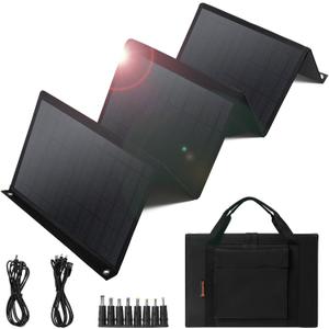 Portable Solar Panel 60W Foldable Solar Panels with 5V USB and 18V DC for Camping, Cell Phone, Tablet and 5-18V Devices Compatible with Solar Generators Power Stations