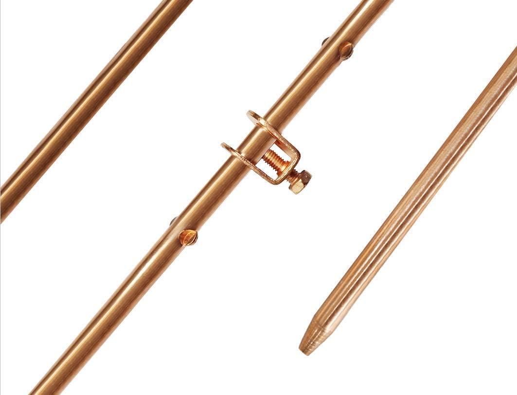 GOUNENGNAIL- 4' Grounding Rod - 3/8" Copper Bonded Ground Rod Wire Clamp | Great for Electric Fences, Antennas, Satellite Dishes, and other Grounding Needs (2, 3/8''x4')