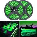 Pontoon Boat Light - LED Strip for Duck, Bass, Sail, Kayak - Flexible Deck & Interior Courtesy Lights - Green, 12v (10m (32.8ft))