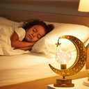 Ramadan Decorations Moon Lamp,Moon Light for Ramadan Decorations Indoor and Outdoor,Moon Star Lamp with LED Bulb&Timer Table Decor for Moroccan,Eid Home Decor,Gifts