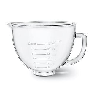 Glass Mixer Bowl For Kitchenaid Tilt-Head Stand Mixers 4.5-5 Quart, 5 qt Mixing Bowl Replacement For Kitchen aid With Measurement Markings,Handle
