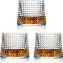 Whiskey Glasses -6 oz Old Fashioned Set of 3, Small Cocktail Bourbon Alcohol, Whiskey Glasses (Crystal Lattice)