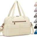 Travel Duffle Bag,Puffer Carry On Duffel Bag with Laptop Compartment Waterproof Overnight Weekender Bags for Women Large Hospital Tote Bags for Labor and Delivery(Medium,Beige