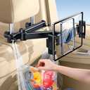 3 in 1 Extension Arm Tablet Holder for Car Headrest with Magnetic Phone Mount Compatible with Magsafe, Adjustable iPad Holder for Car Backseat Rear Facing for Kids Baby, Fit for 4.7"-13", Black
