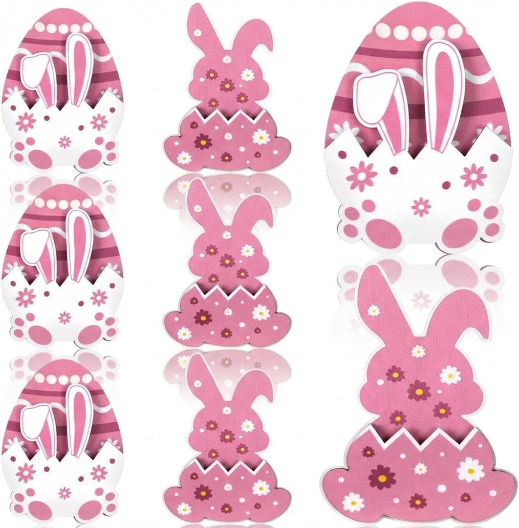 AceOrbit 6 Pcs Easter Bunny Money Holder Wooden Rabbit Gift Cards Wooden Basket Stuffers for Toddlers Money Easter Eggs Bunnies Holder Bulk Cash Gifts Decor Ideas