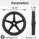 GICOOL 14 x 1.75'' Spoked Plastic Wheel and Tire, 2.45" Hub Length, 1/2" Inside Bearing, Universal Replacement Wheel for Lawn Mowers and DIY Trolley Wagon Cart, 2 Pack