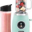 Americana EPB399C BPA Free Glass Blending Jar and Tritan Sports Bottle Blend Personal Smoothie, Crush Ice, Shakes, Keto Protein Blender, 2 Cups, 300 Watts, Mint