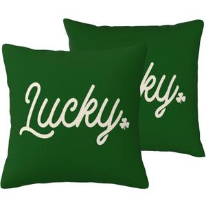 Spring Clover Pillow Covers St. Patricks Day Holiday Decorative Throw Pillows Covers 18x18 Inch Set of 2 Spring Farmhouse Pillowcase Cushion Cover for Couch Sofa Bedroom