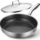 PekGema Hybird Nonstick Frying Pan with Lid 12 inch, Stainless Steel Skillet, Ceramic Non-stick Oven-Safe Chef Pan, Induction Ready, PFOA PFAS FREE Cookware