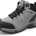 Men's Waterproof Hiking Boots Lightweight Leather Mid Ankle Outdoor Trail Trekking shoes, 10.5, Grey