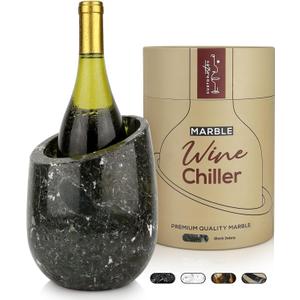 Gusto Nostro Marble Wine Chiller Bucket - 750ml Wine Bottle Cooler and Champagne Chiller for Party, Kitchen, Bar Cart Decor to Chill & Keep Bottles Cold with Unique Wine Lovers Gift Box (Black Zebra)