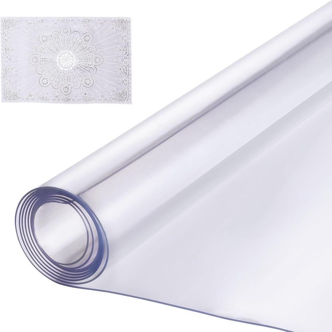 VEVOR Plastic Table Cover, 54 x 54 Inch 2.0 mm, Clear Square PVC Desk Mat Protector, Waterproof & Easy Cleaning Pad Tablecloth, for Office, Dresser, Dining Room, Night Stand