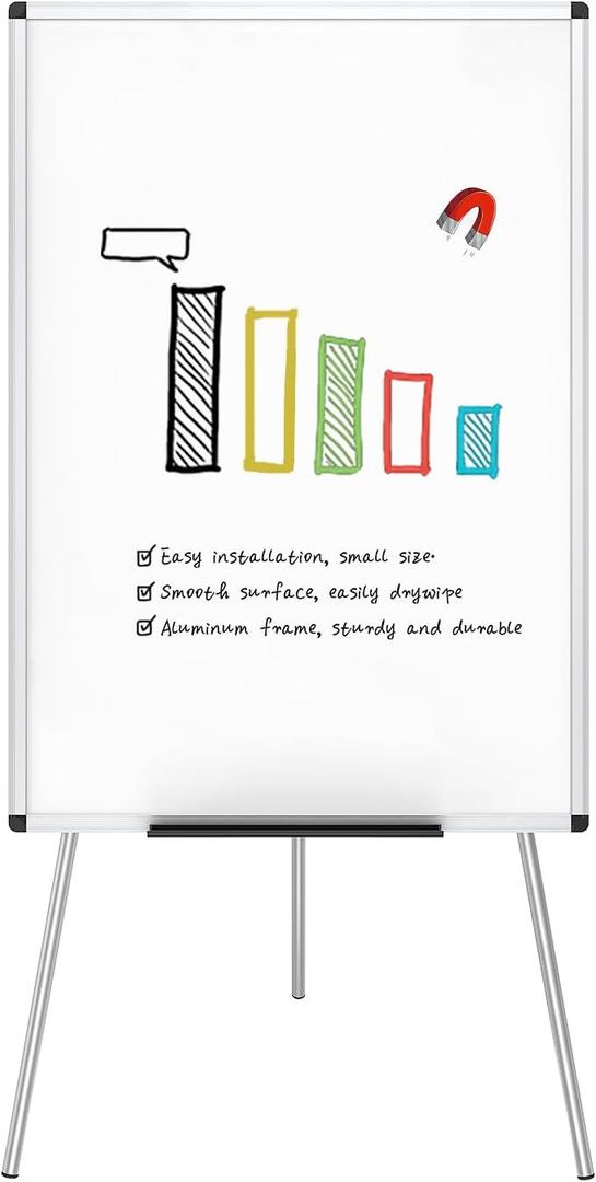 VIZ-PRO Magnetic Portable Easel Dry Erase Board, Flipchart Easel Stand Tripod Whiteboard, 24"W x 36"L (36 x 24 Inches)