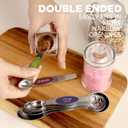 ChefAide Pack of 8 Stainless Steel Magnetic Measuring Spoons Set, Dual Sided, Stackable, Adjustable Teaspoon and Tablespoon Measure Spoon with Leveler, Kitchen Gadgets