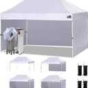 Eurmax USA 10x15 Pop Up Canopy Tent,Commercial Tent with Patented No-Tip Rolling Bag,4 Zippered Removable Walls,UV & Water Resistant Canopy Top,Heavy Duty Outdoor Gazebo,Instant Shelter(White)