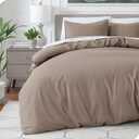 Bare Home Bedding Duvet Cover Queen Size - Premium 1800 Super Soft Collection - Lightweight, Cooling Duvet Cover - Soft Breathable Bedding (Queen, Taupe) (09 - Taupe (No Comforter))