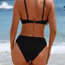 YACUN Womens Two Piece Bikini Sets V Neck Knot Front Bathing Suits High Cut Cheeky Mid Rise Swimsuits 2026 (Black, M)