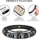 Ethnic Aztec Geometric Tribal Native Car Steering Wheel Cover Universal 15 Inch Stretch Cloth Non-Slip Wrap Protector Case Fit Auto Accessories Decor Sweat Absorption for Men Women