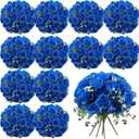 Geosar 16 Bundles Artificial Peonies Flowers Fake Silk Peony Bouquet Faux Peonies Flowers Bulk for Decoration Vase Floral Arrangements Wedding Party Table (Royal Blue)