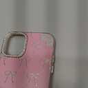 Cute Bow Cases for iPhone 11 with Glitter Diamond Camera Protector, Pink Bling Rhinestone Bow Design, Hard Protective Phone Cover for Girls Women