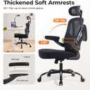 Office Chair Ergonomic Office Chair with Lumbar Support, Head Support, Rocking Function, FILP-up Armrests, Mesh High Back Chair Home Office Desk Chair, Suitable for Home, Office, Black