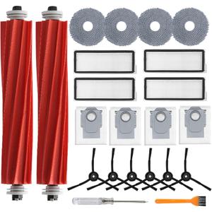 Accessories Kit for Roborock Qrevo S/ Qrevo Plus/ Qrevo Pro/ Qrevo MaxV 【Not for Q Revo】Robot Vacuum, 2 Main Brush Roller, 4 Hepa Filters, 4 Mop Pads, 4 Dust Bags, 6 Side Brush, 22 Pack Replacement Parts