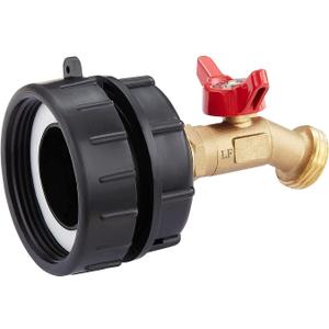 275 330 Gallon IBC Tote Tank Adapter 2.44" Fine Thread+ Lead-Free Water Shut-Off Valve Faucet (Adapter2.44" Fine Thread Tote Valve)