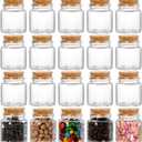 Dicunoy 20 PCS Glass Favor Jars with Cork Lids, 2 OZ Mini Round Vials Bottles, Small Cute Spice Containers for Tea, Jelly, Candy, Dried Flowers, Wedding Party Favors, DIY Crafts