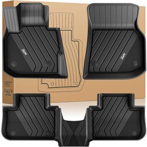 3W 2018-2024 BMW X3 Floor Mats & 2019-2025 X4 Floor Liner, All Weather TPE Custom Fit Accessories for X3 30i M40i 30e M BMW X4 M M40i xDrive30i Full Set Car Mats, 5PCS