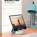 Lamicall Tablet Stand, Adjustable Tablet Holder - Desktop Stand Dock Holder Compatible with 4-13" Tablets Such as iPad Pro 11, 9.7, 10.5, 12.9 Air Mini, Kindle, Tab, iPhone Air 17 Pro Max, Blue