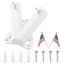 PEUTIER Double Flag Pole Bracket Holder, V Shape Premium Aluminum Alloy Flagpole Holder Mounting Bracket Heavy Duty Flagpole Carrier Double Slot Double Flag Pole Bracket Holder(White)
