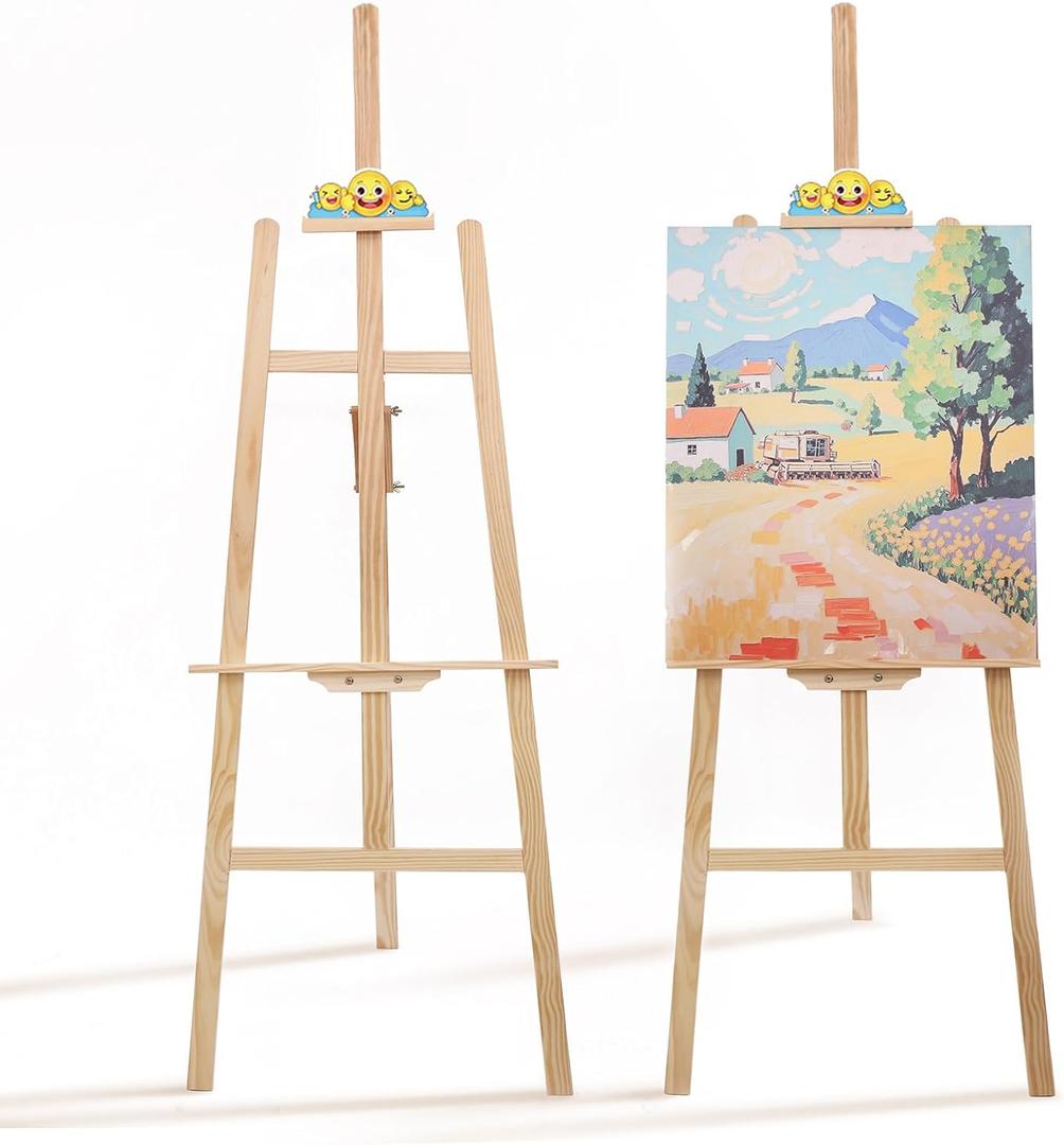 Wooden Easel Stand for Sign and Painting - Adjustable Artist Easel for Adults - Home & Wedding Display, Art Easel with Canvas Holder for Studio, Classroom (Primary Colour)