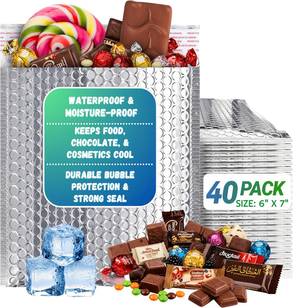 Thermal Mailers 6x7 Inch (40 Pack) Insulated mailers for cold shipping - Waterproof insulated cold shipping supplies - Cool Shield Bubble Mailers - Insulated Bags