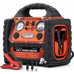 2200 Amp Car Jump Starter with Air Compressor,Portable Power Station with 260 PSI Tire Inflator,400W Power Inverter Dual AC/DC Ports,2.1A USB Port,Battery Clamps