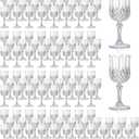 XUWAIDSGN 7oz Plastic Vintage Wine Glasses Drinking Glasses Unbreakable Wedding Glassware Crystal Water Goblets Reusable Drinkware Vintage Champagne Flutes (100, Clear)