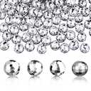 Poen 200 Pcs Disco Ball Beads Round Silver Reflective Mirrorball Charms Mini Disco Ball Bracelet Necklace Jewelry Earrings Making Pendants for 70s 80s Costume DJ Party DIY, (10 mm)