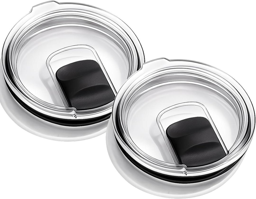 2-Pack 30 oz Tumbler Lid Compatible with YETI Rambler, Magnetic Slider Spill-Proof Lid Replacement for 30 oz Tumbler, 14 oz Mug, 35 oz Straw CupBPA-Free, Splash Resistant