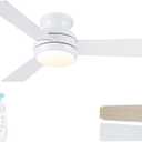 42 Inch Ceiling Fans with Lights and Remote, Low Profile Ceiling Fan with Light Flush Mount, Reversible, 6 Speeds, 3CCT Dimmable White Ceiling Fan for Bedroom Dinning Room Indoor