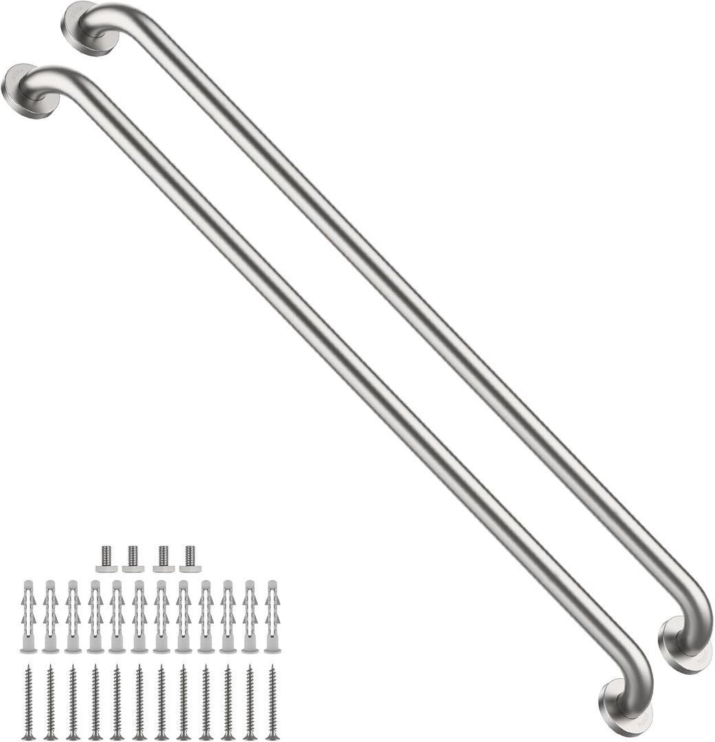ZUEXT 2 Pack 42 Inch Extra Long Brushed Nickel Bathroom Grab Bar, 1.25" Dia