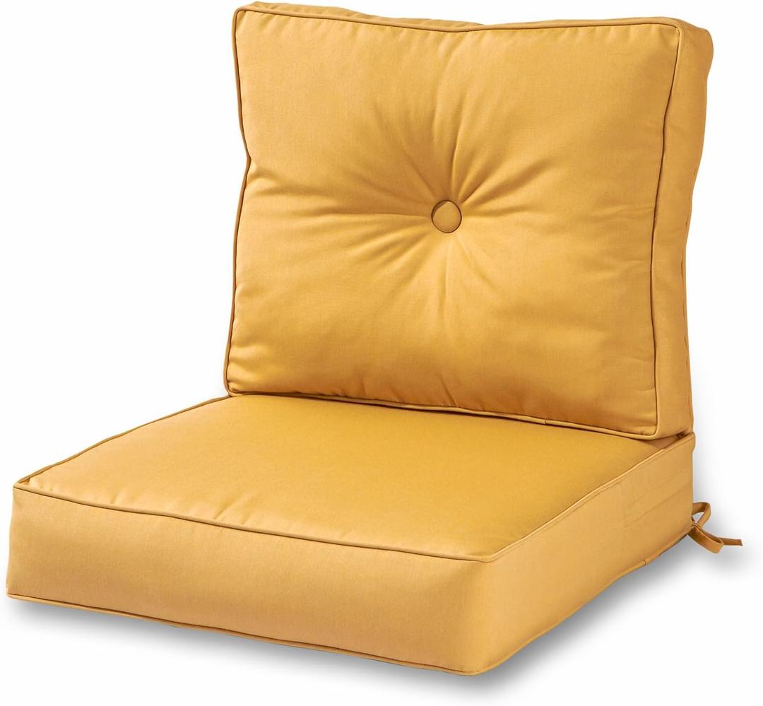 Greendale Home Fashions Outdoor Sunbrella Premium Deep Seat Cushion, 2 Piece Set, Canvas Wheat