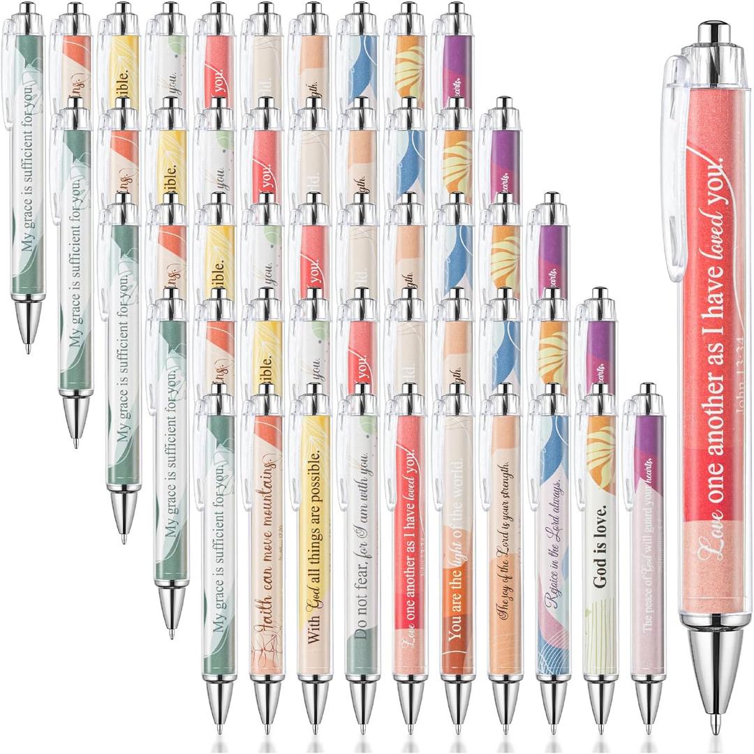 Mr. Pen- Christian Pen Set, 50 Pack, Black Ink, Gradient Ombre, Bible Verse Pens Bulk, Ballpoint No Bleed Through