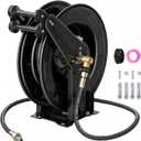 Retractable Pressure Washer Reel Fits 3/8" x 50 ft Hose,Only Reel | 4000 PSI,Automatic Rewind,Heavy Duty Steel, Wall/Floor Mounted, with 5 ft Lead for Air/Oil/Water
