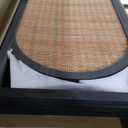 4 Panel Room Divider Screen and Folding Panel Divider in Arch Shape,Double Sided Bamboo Panel Screen for Room Separation,Brown,70.9" H x 70.9" W