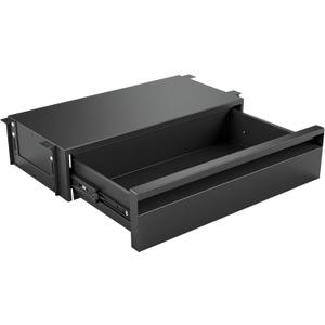 POPMOON 16.6 In Under Desk Drawer For Desk,Adjustable Height, Pull out Storage Organizer with Slide Extension Mounted Under Flat Wooden Table or Workbench, Carbon Steel Hidden Desk Drawer