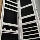 Full Length Mirror Jewelry Cabinet Organizer Lockable Door Wall-Mounted Jewelry Armoire with Shelves and Behind-the-Door Storage - White (43.3*12.4 Standard Mirror)