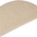 Echaprey Half Round Non-Slip Kitchen Bathroom Toilet Doormat Floor Rug Mat Keeps Your Floors Clean Home Decor (Small, Camel)