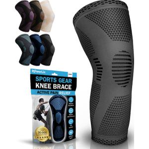 POWERLIX Knee Compression Sleeve - Best Knee Brace for Knee Pain for Men & Women Knee Support for Running, Basketball, Volleyball, Weightlifting, Gym, Workout, Sports - (Gray XL)